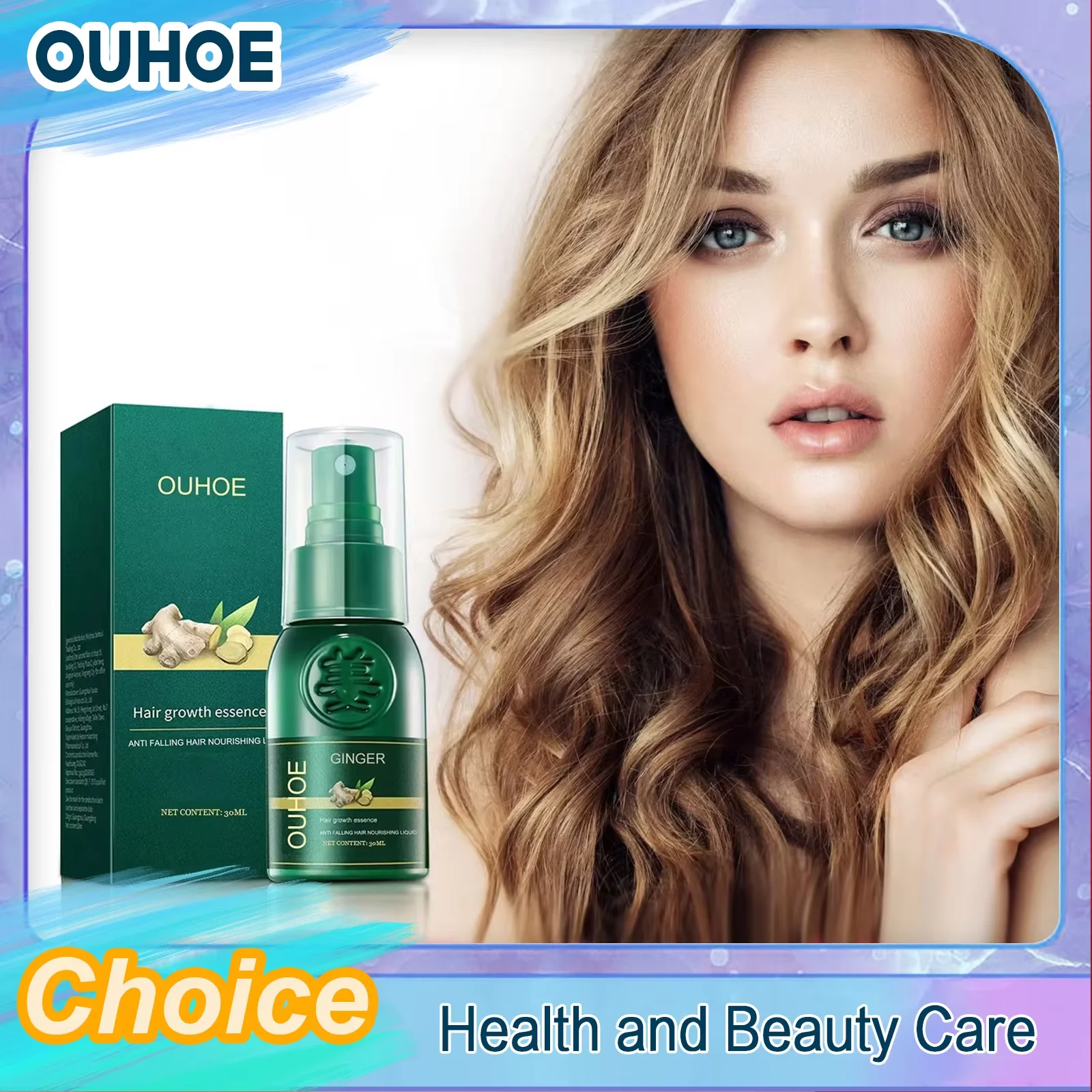 OUHOE Hair Growing Serum Repair Thinning Dry Damaged Massage Scalp Follicle Tough Root Nourishing Hair Growth Essence Care 30ml