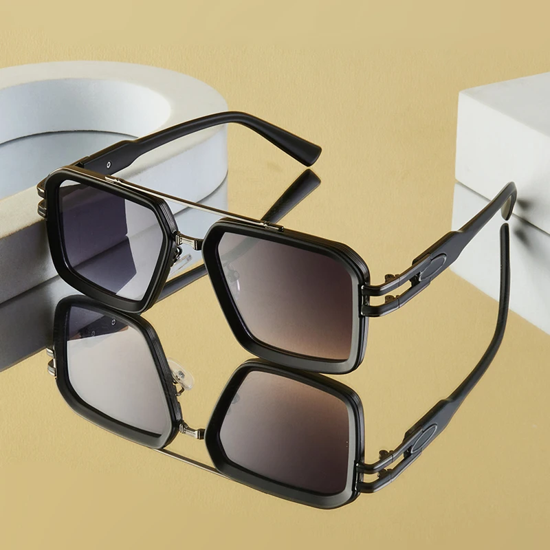 Unisex Vintage Punk Double Bridge Metal Frame Glasses - High-End Business & Lifestyle Accessory