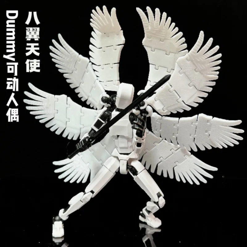 행운의 13 피규어 장난감 더미 3D 프린트 8 날개 천사 이동식 모양 변경 로봇 액션 모델, DIY 마네킹, 감압 소년 선물