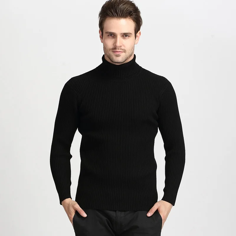 Turtleneck Pullovers Sweaters Men 2020 Autumn Winter Solid Color Long Sleeve Knitting Sweater Thickening Men's Bottoming Shirt 5