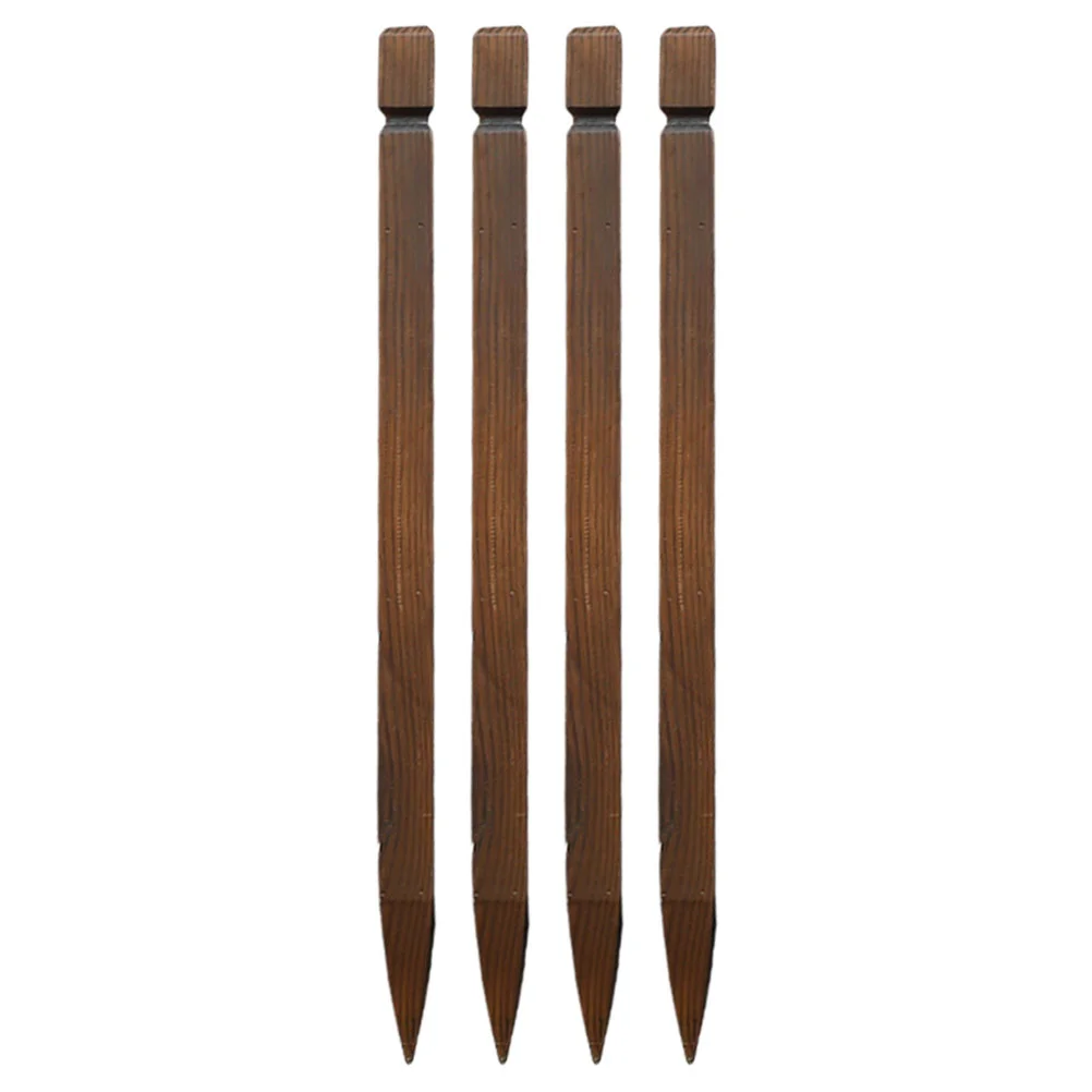 

4 PCS Wood Pile Garden Wooden Stakes Fencing Garden Fence Post Preservative Carbonized Anticorrosive