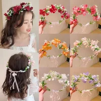 Fille couronnes de fleurs guirlande couronne diadème mariage Baroque bandeau cheveux fleur couronne mariée bandeau fée princesse cheveux diadèmes 1