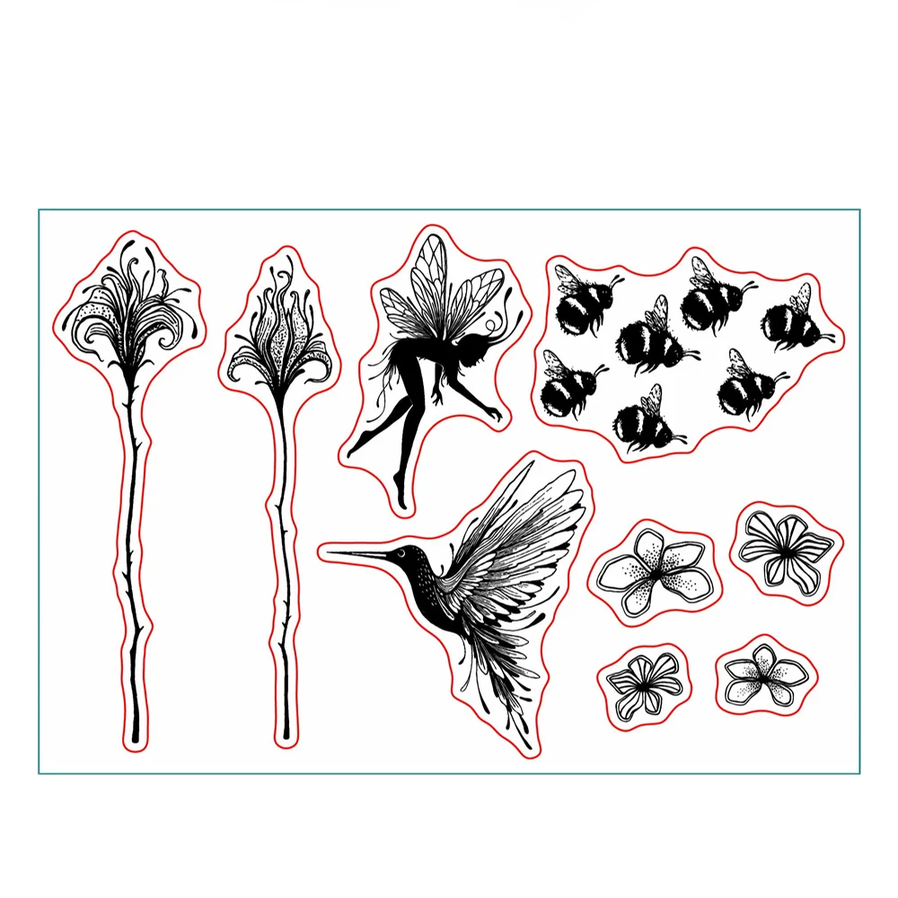 Plants Bird Fairy Transparent Stamps Seal for DIY Scrapbooking Card Clear Rubber Stamps Making Photo Album Handmade Crafts