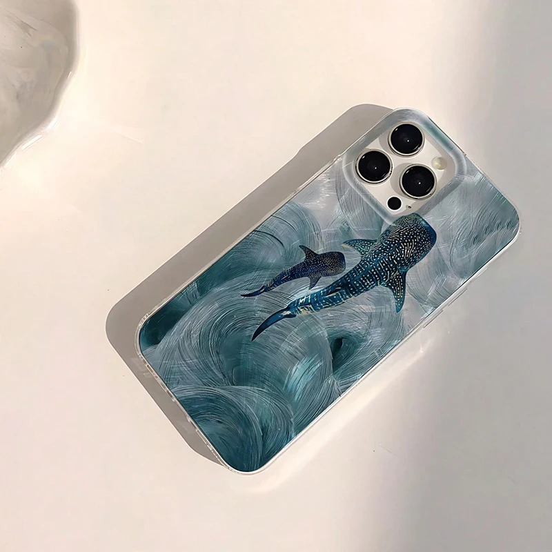Ocean Shark Design Silicone Phone Case - Enhanced Protective Cover