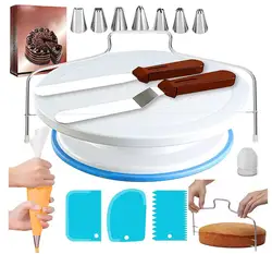 Ultimate Cake Decorating Toolkit with Turntable and Stainless Steel Icing Tips (35pcs set)