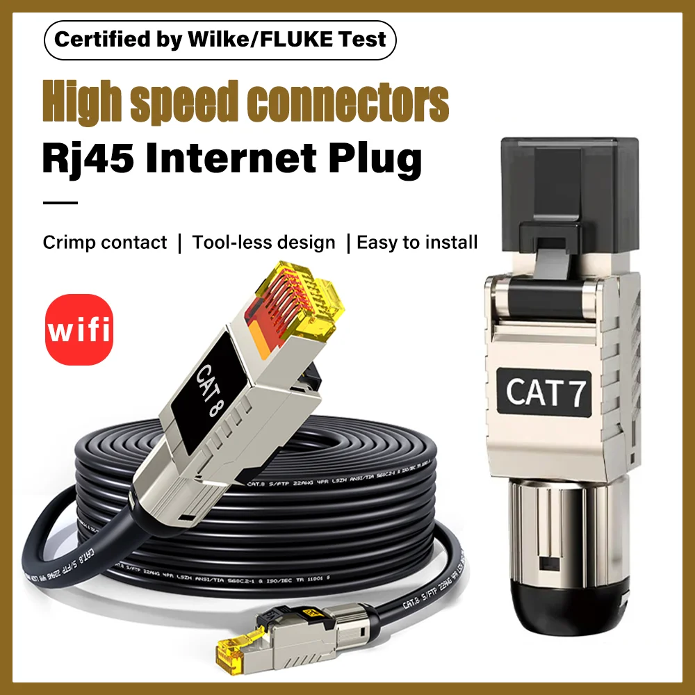 Металлические коннекторы RJ45 Cat8 Cat7 Cat6A, ОБЖИМНАЯ контактная интернет-сеть, 2000 МГц, 40 Гбит/с, LAN-кабель 22AWG - 24AWG