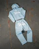 European and American High Street Retro Clothing Simple Oversized Hoodie Ports Suit Printed Solid Color High-waisted Sweatpants 1