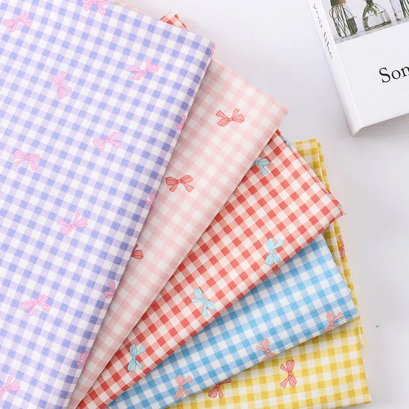 Pure Cotton Plaid Fabric Dopamine Children's Clothing Baby Spring And Summer Handmade DIY Clothing Fabric