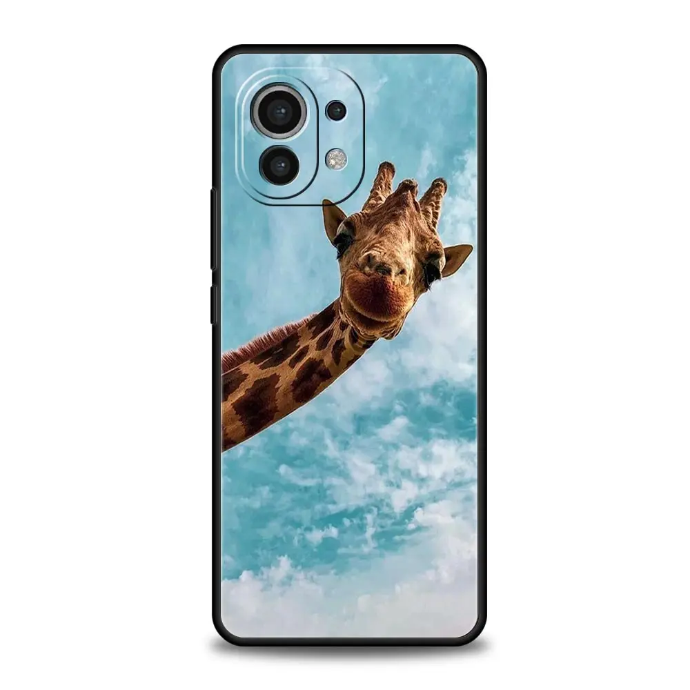 Giraffe Design Silicone Black Phone Case