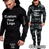 Autumn Men Custom Your Logo Tracksuit Sport Set Camo Printed Hoodies Coat + Pants Sportwear Suit Outdoor Running Jogging Sets 1