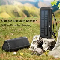 Portable Solar Charging Bluetooth Speaker Outdoor IPX5 Waterproof BT4.2 with 5000mah Power Bank Function BT TF Card AUX Boombox