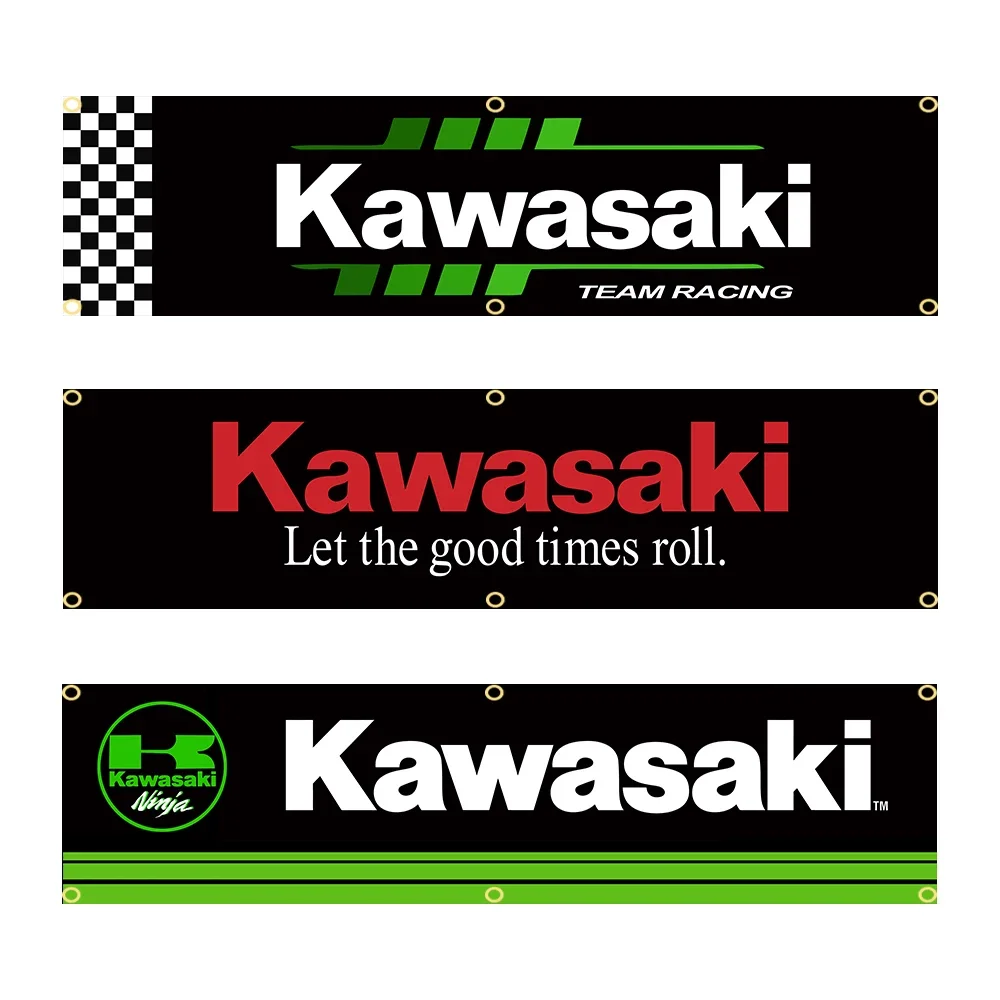 60 X240Cm Kawasakis Nijas Team Motorcycle Banner Flag Poliestere Stampato Garage O Arazzo Decorazione Esterna