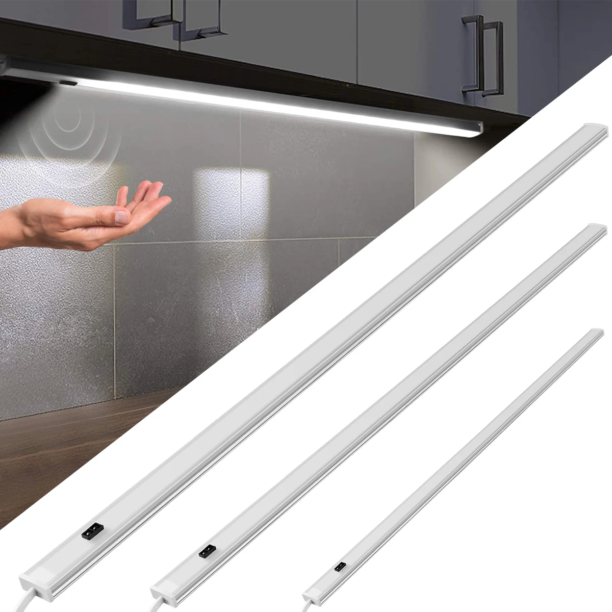 

50CM /40CM /30CM LED Bar Light Series Connection 12V Hand Waving Sensor Lamp Indoor Rigid Strip Under Cabinet Kitchen Lighting