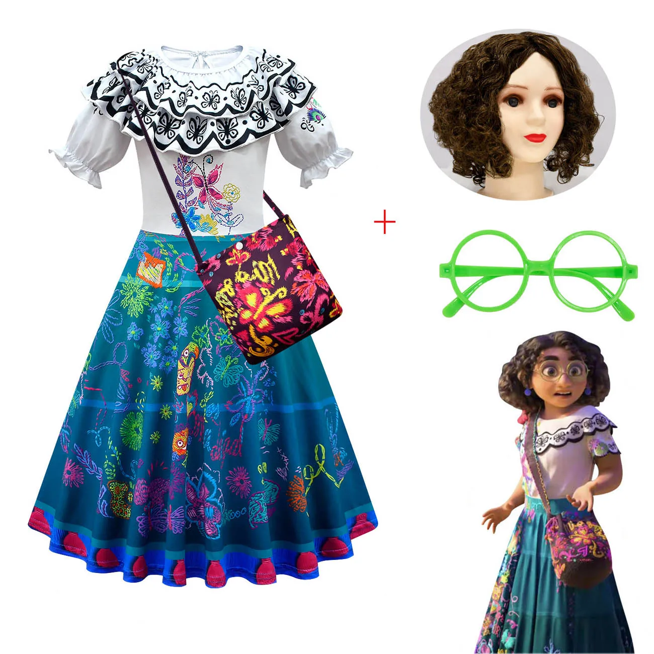 Children Encanto Mirabel Madrigal Cosplay Costume Girls Dress Fancy Princess Dresses For Kids Carnival Birthday Party Clothing