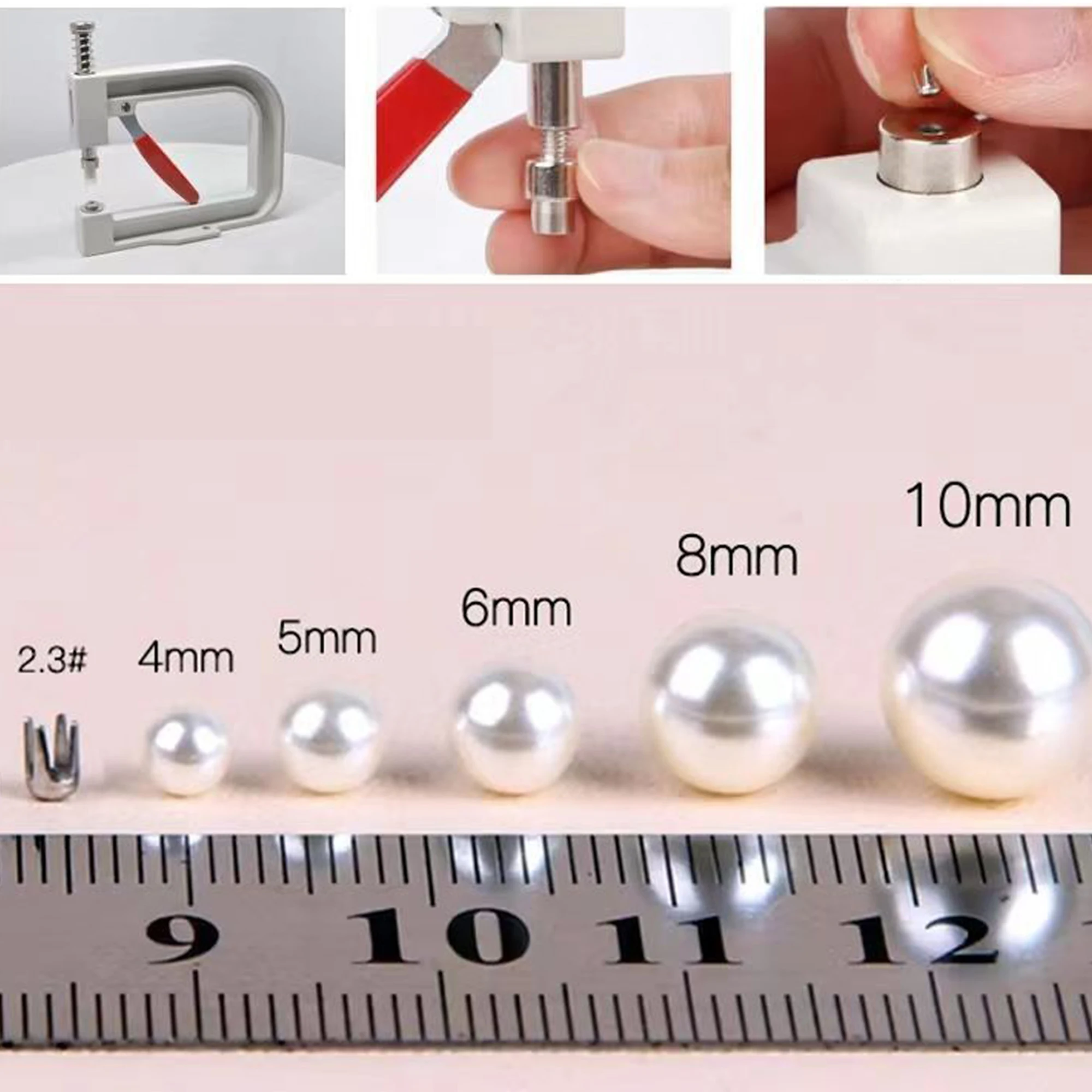 4 5 6 8 10 12 mm weiße Perlenperlen Perlenfassungsmaschine Handpresse Perlen Werkzeuge Strass Nietenmaschine DIY Kleidung Handwerk – Detail 5
