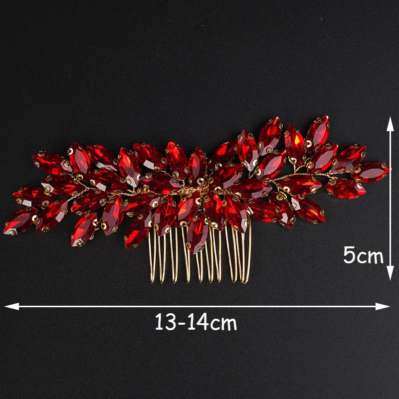 Sf87e468fb2e54b3da2d8cdddf97f7997J Fashion Rhinestone Hair Comb for Bridal Headpiece 9 Color Wedding Hair Accessories Women Handmade Tiara Headdress Party Headwear Mallzona