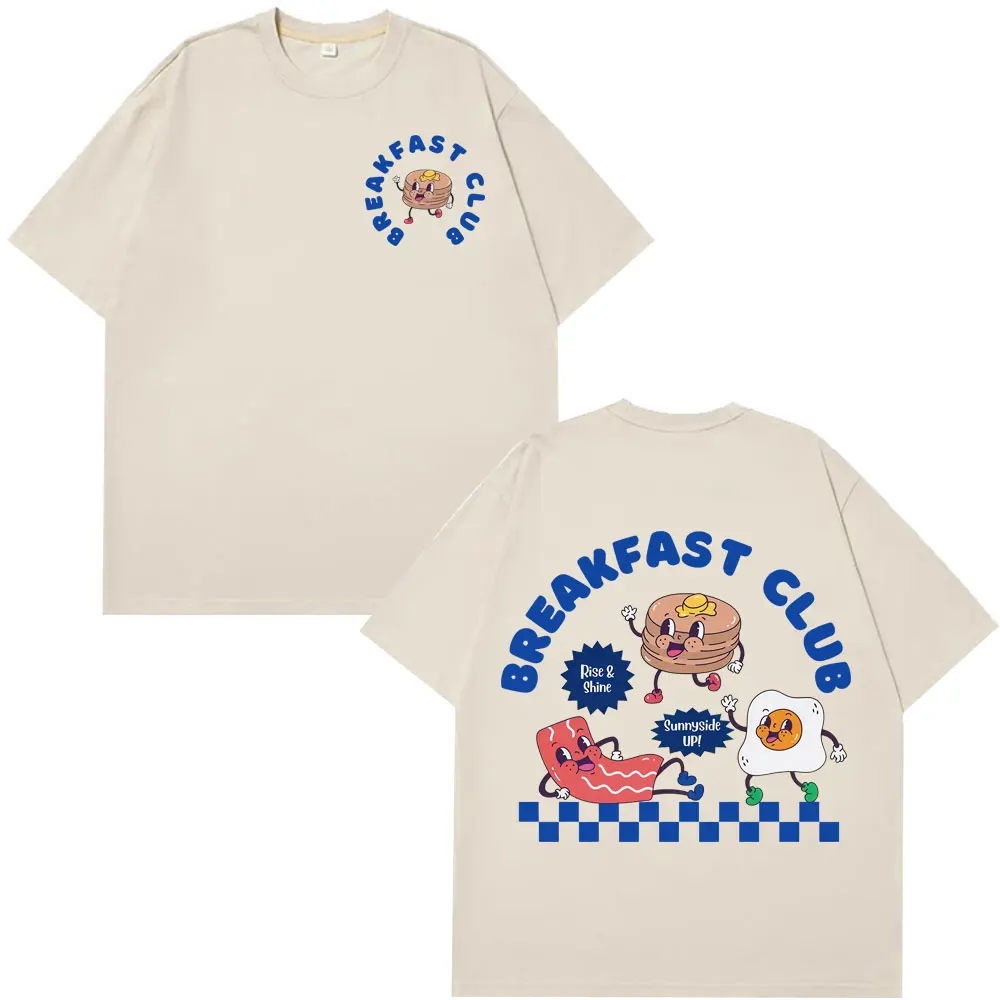 Lustige Frühstück Club Vintage Graphic Tees Sommer Kurzarm Baumwolle Mode Lose T-shirt Mann Frau Übergroßen Trendy T-shirts