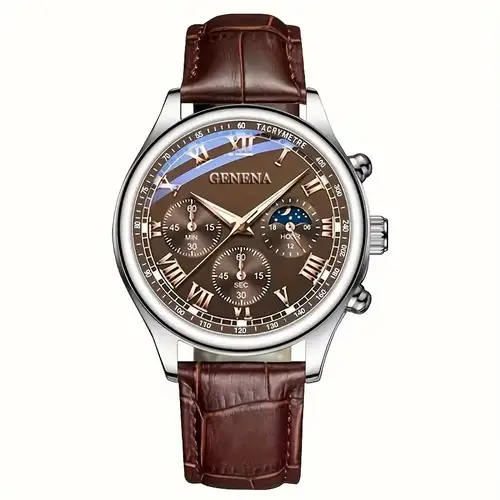 GENEVA High Quality Men's Luxury Belt Fashion Quartz Watch Men Round Business Student Sport Waterproof Glow Clock - Image 8
