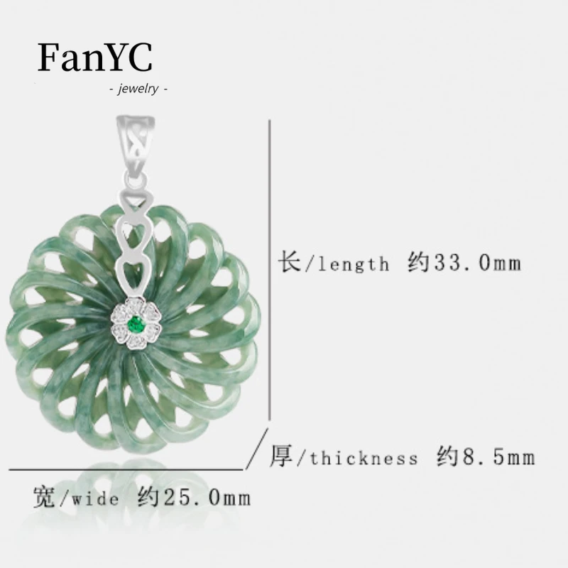 S925 Silver Inlaid with Myanmar Jadeite Peace Buckle Pendant Necklace Exquisite Fashion Jewelry Gifts for Men and Women 4