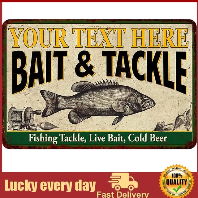 Personalized Bait & Tackle Sign Man Cave Signs Log Cabin Mancave Fishing  Trout Bass Decor Signs Vintage Rustic Tin Wall Bear Art - AliExpress