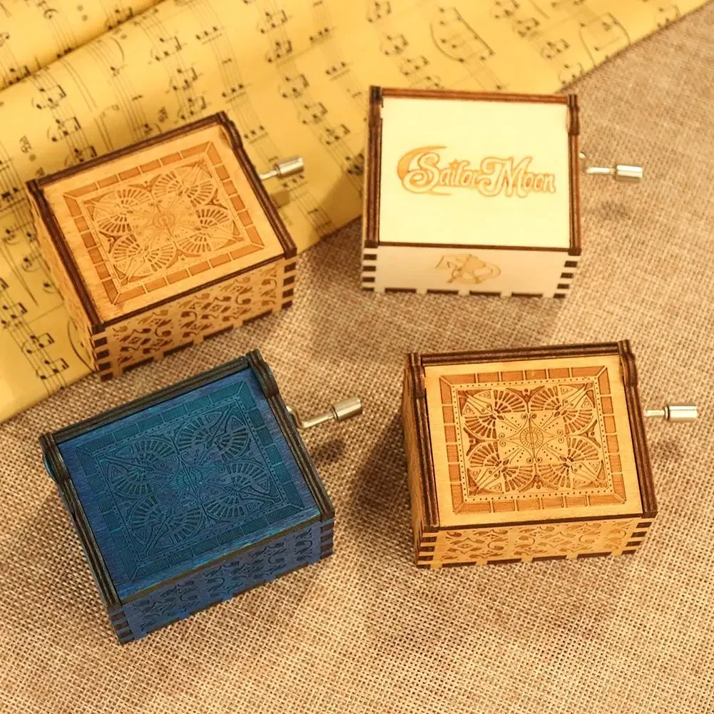 Wooden Hand Crank Music Box Bohemian Rhapsody Theme You Are My Sunshine Music Box Musica Theme Birthday Christmas Gift 2