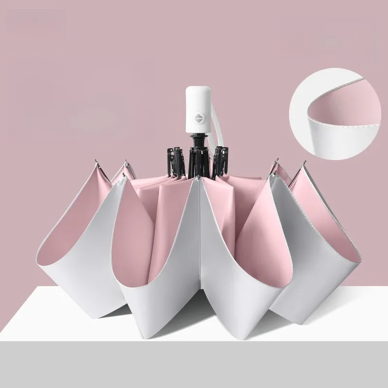 Titanium Silver Double Layer UPF50 Compact Travel Umbrella