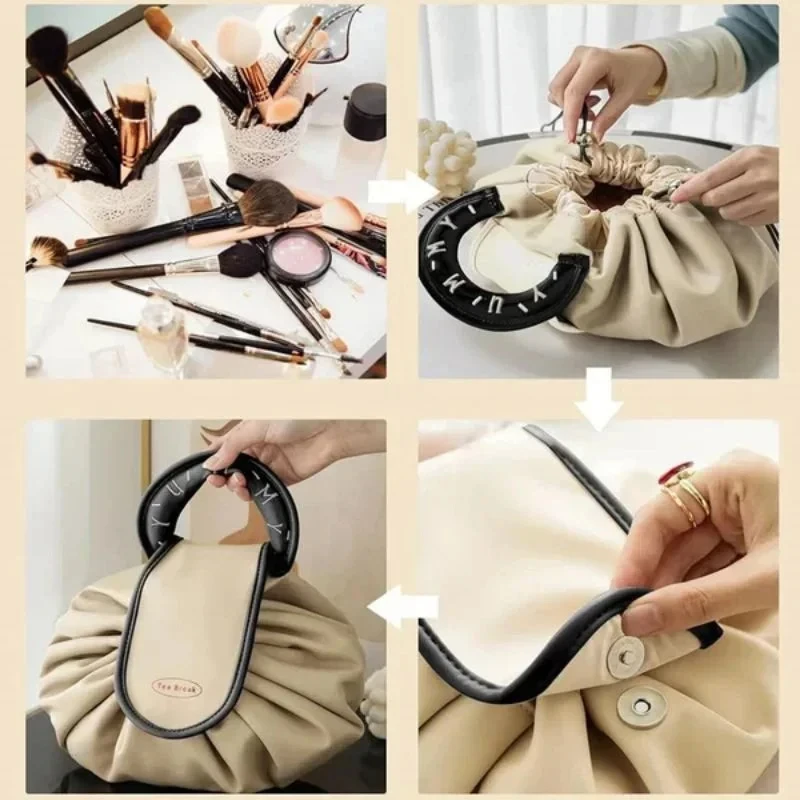 Girls Drawstring Cosmetic Bag Travel Makeup Storage Bag Organizer Portable Toiletry MakeUp Pouch Large Capacity Beauty Case 6