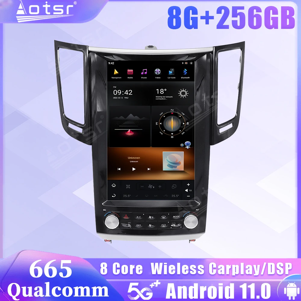 

Автомагнитола Qualcomm 665 Android 11 для Infiniti QX70 FX25 FX35 FX37 2009 2010 2011 2012 2013 2014 2015 Carplay стерео головное устройство