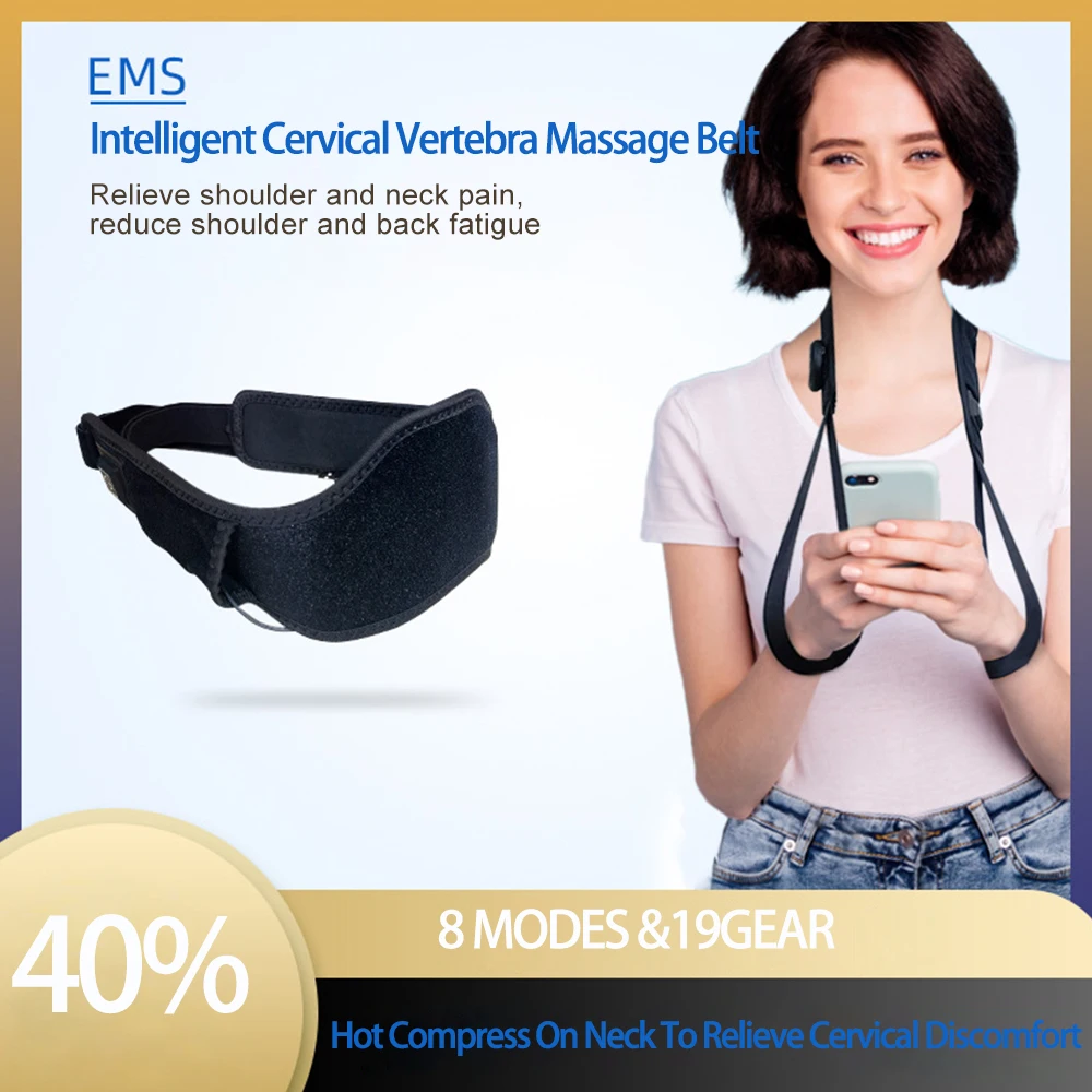 

Electric Neck Cervical Massager EMS Pulse Warm Neck Massage Belt Multifunctional Hot Compress Relieve Cervical Pain and Fatigue