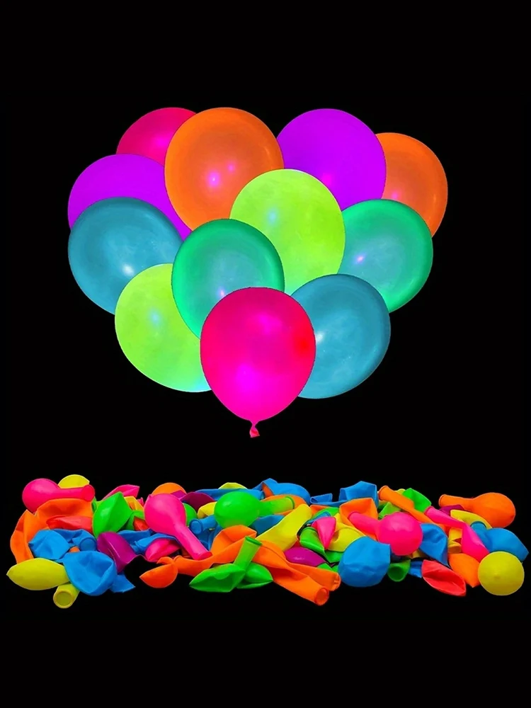 12pcs Neon Glow Balloons Reusable Glow in the Dark Baloon Neon Glow Party Balloon 6 Colors Fluorescent Birthday Party Decor Kids