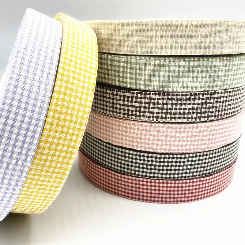 25mm Plaid Cotton Ribbon Wedding Christmas Decoration DIY Sewing Fabric Handmade Bow Ribbon Flower Gift Packaging ribbon decoration ribbon supplies cotton ribbon christmas ribbon sewing ribbon wrapping ribbon