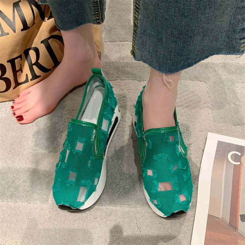 Shallow Mouth Flax Summer Shoes Ladies Tennis Female Round Toe Women's   Slip-on Casual Sneaker Flats Linen 2023 New