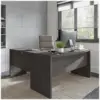 Echo L Shaped Bow Front Office Desk in Charcoal Maple, Modern Computer Table for Home or Professional Wo 2