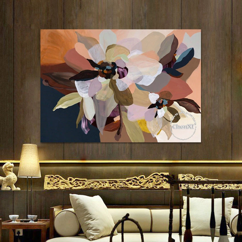 

Hotel Decor Classical Flowers Wall Poster Hand Painted Oil Painting Frameless Abstract Wall Decoration Picture Canvas Art