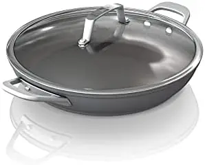 

Foodi NeverStick Premium 12-Inch Everyday Pan with Glass Lid, Hard-Anodized, Nonstick, Durable & Oven Safe to 500°F, Slate Pan