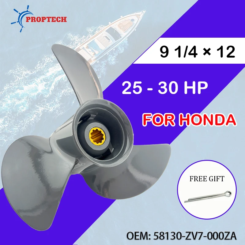Outboard Propeller For Honda 25hp 30hp 9 1/4*12 Boat Motor Aluminum Alloy Screw 3 Blade 10 Spline Ship Marine Engine Part