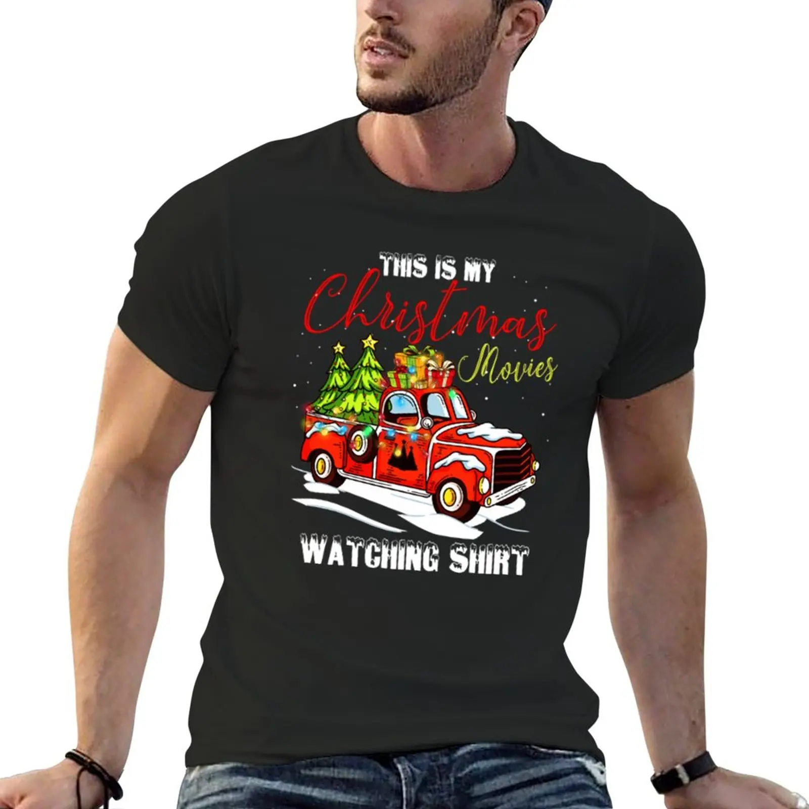 

Cute Funny Xmas Movie Watching T-Shirt hippie clothes funny t shirts mens clothing