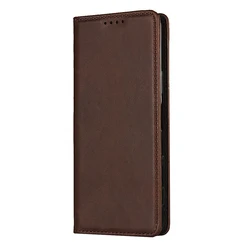 Elegant Leather Flip Wallet Case with Card Holder and Magnetic Closure for Case add Glass Film (Brown)