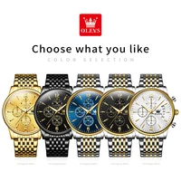 Montres pour hommes OLESV, marque officielle authentique, grand cadran, montre à quartz fine et étanche pour hommes, avec fonction chronomètre et date, en acier inoxydable, originale. 6