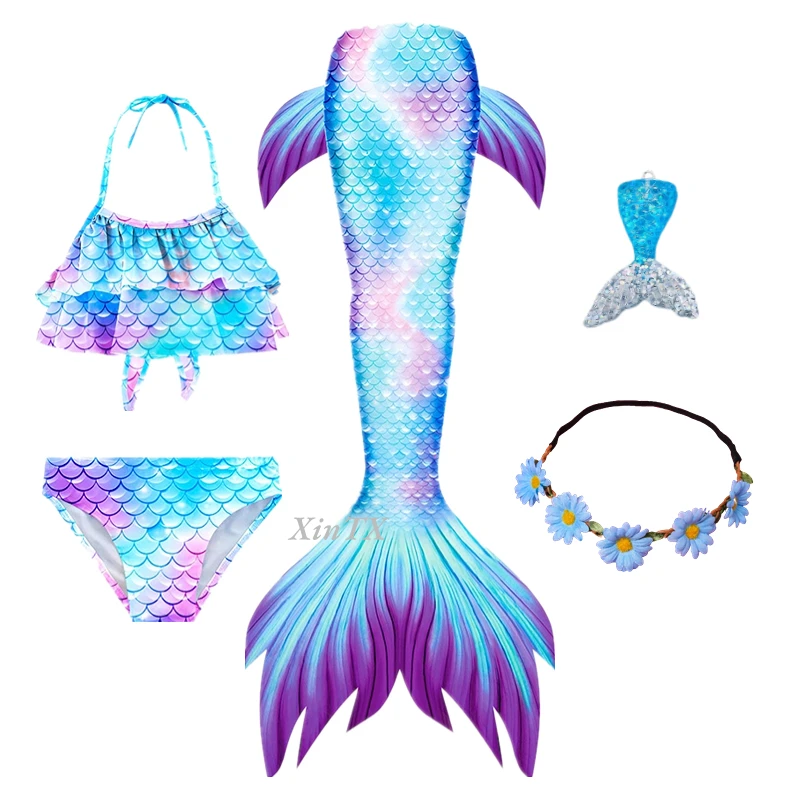 Cosplay Costume Mermaid Costume Kids Mermaid Tails Swimming Swimwear Beach Clothes Little Children Mermaid Swimsuit Add Monofin Fin