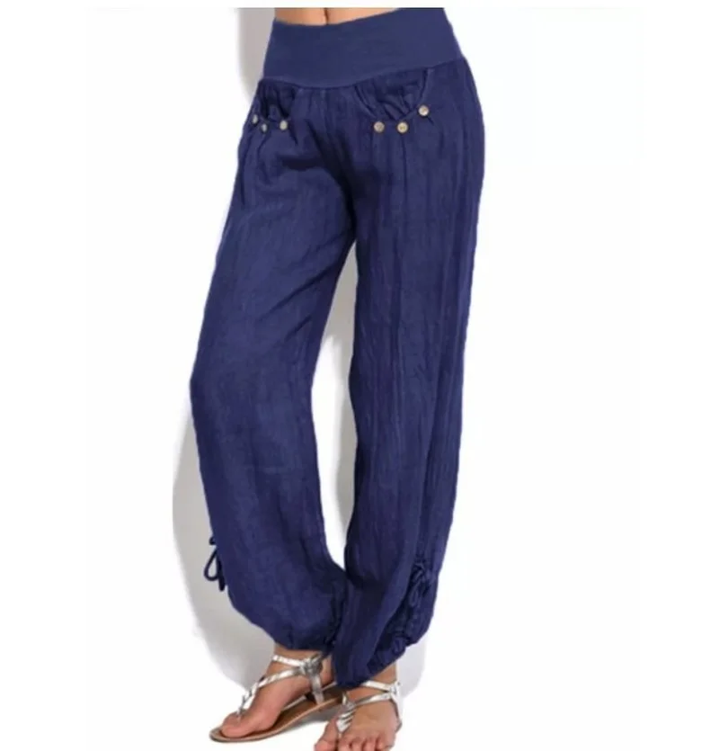 2023 New Women Autumn Fashion Casual Pants Loose High Waist Harem Jogging Pant Solid Summer Female Linen Gym Trousers Home Wear