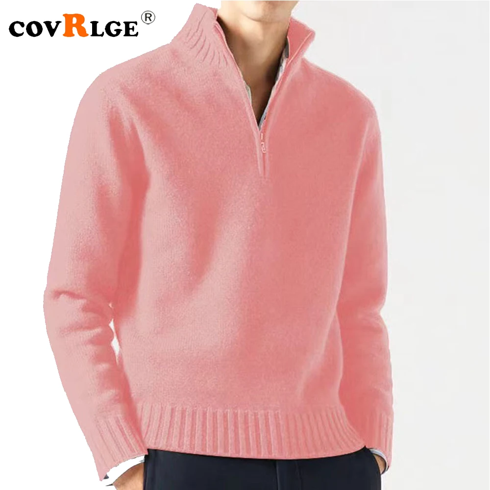 

Winter Men Turtlenecks Half Zipper Sweaters Knitwear Spring Pullovers Solid Color Long Sleeved Tops Male Casual Daily Warm Coats