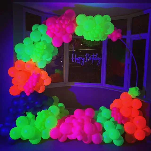 500pcs 3inch Neon Glow Balloon UV Blacklight Reactive Neon