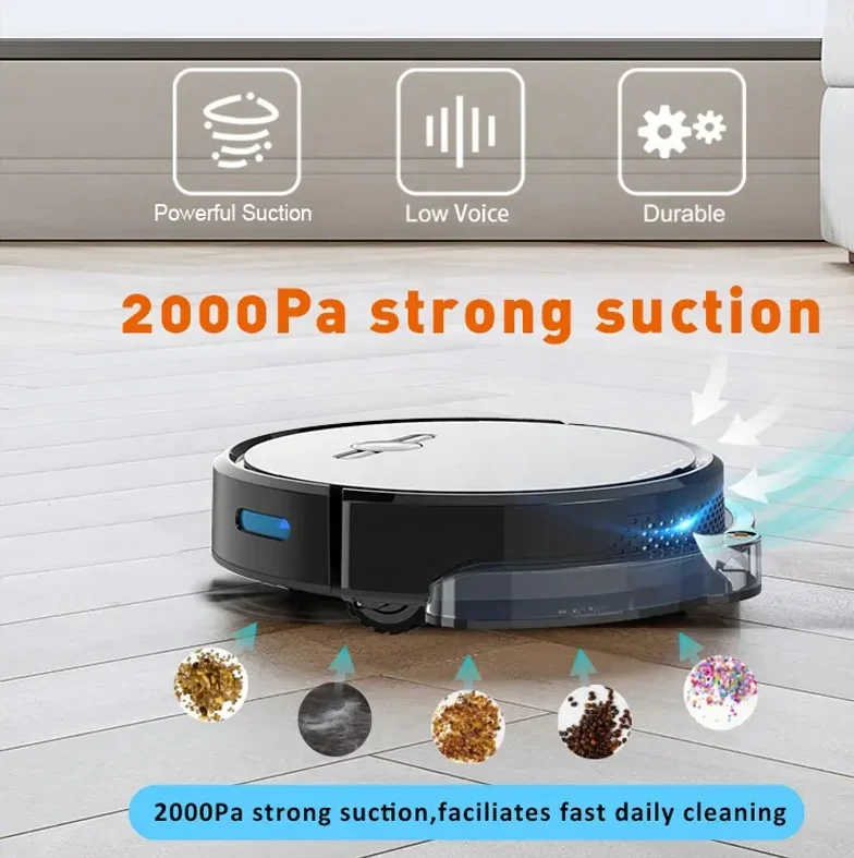 Intelligent Vacuum Cleaner Robot-3 in 1 Sweeping, Suction, Towing, WiFi App Control Vacuum Cleaner Robot