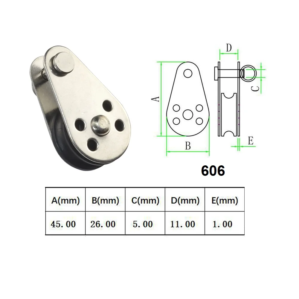 Timing Pulley 5PCS 316 Stainless Steel 60mm Wire Rope Crane Pulley Block For 2mm To 8mm Rope