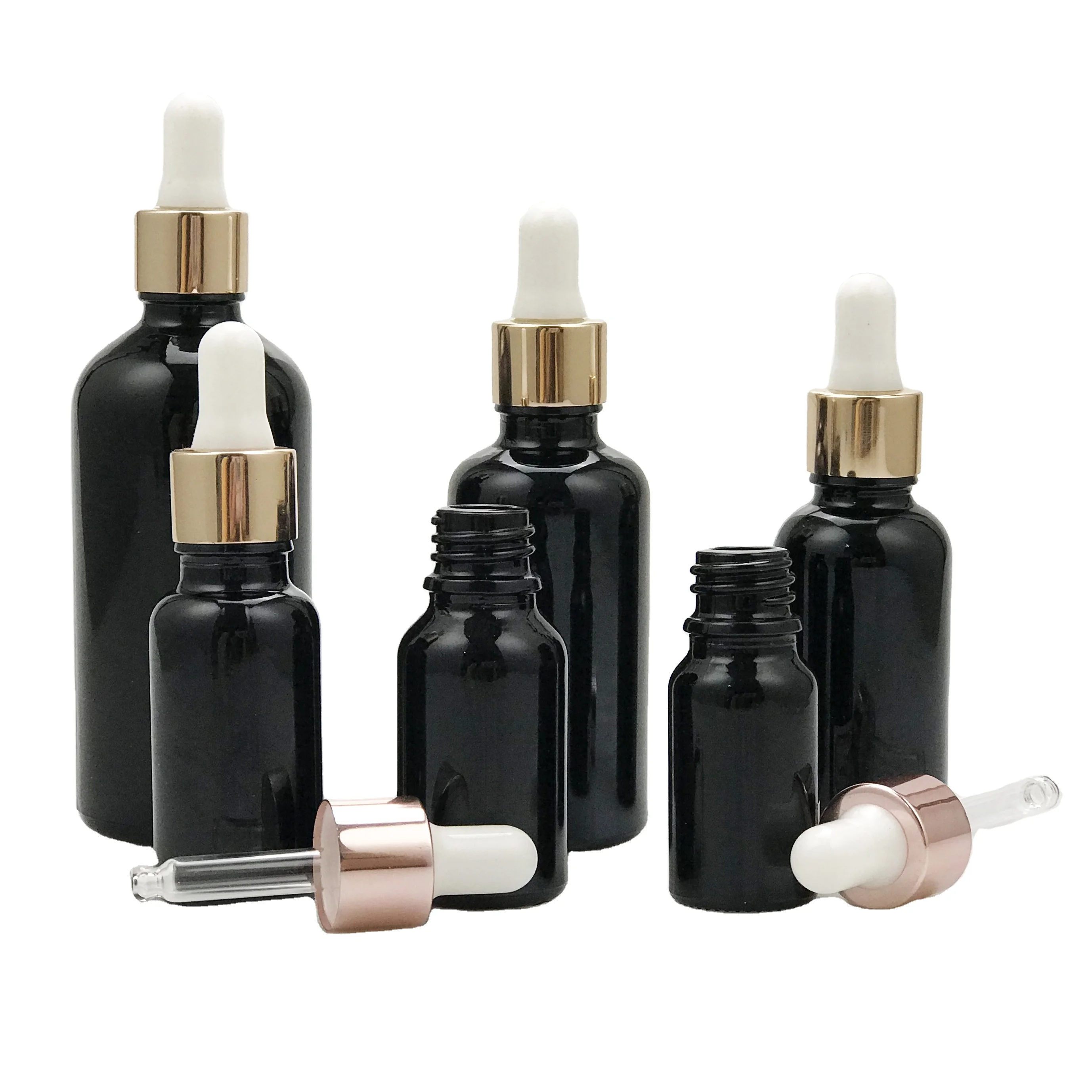 

Empty 5ml 10ml 15ml 20ml 30ml 50ml 100ml Black Glass Essential Oil Perfume Dispenser Dropper Bottle for Emulsion Skincare Flacon