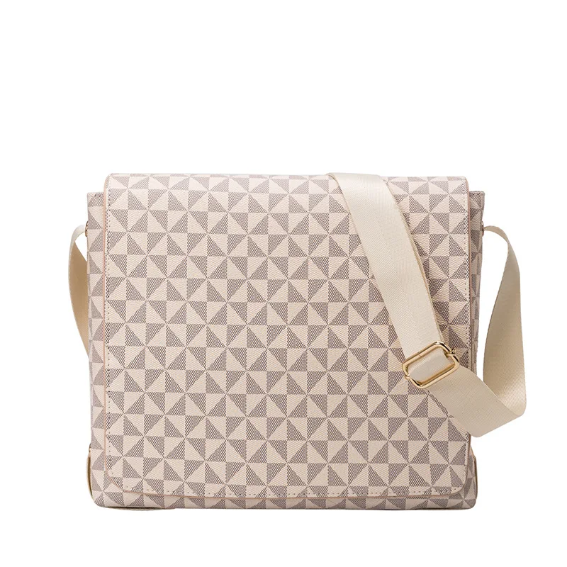 Stylish Cross-body for Men Horizontal Casual Computer Briefcase Printed Plaid Business Bag