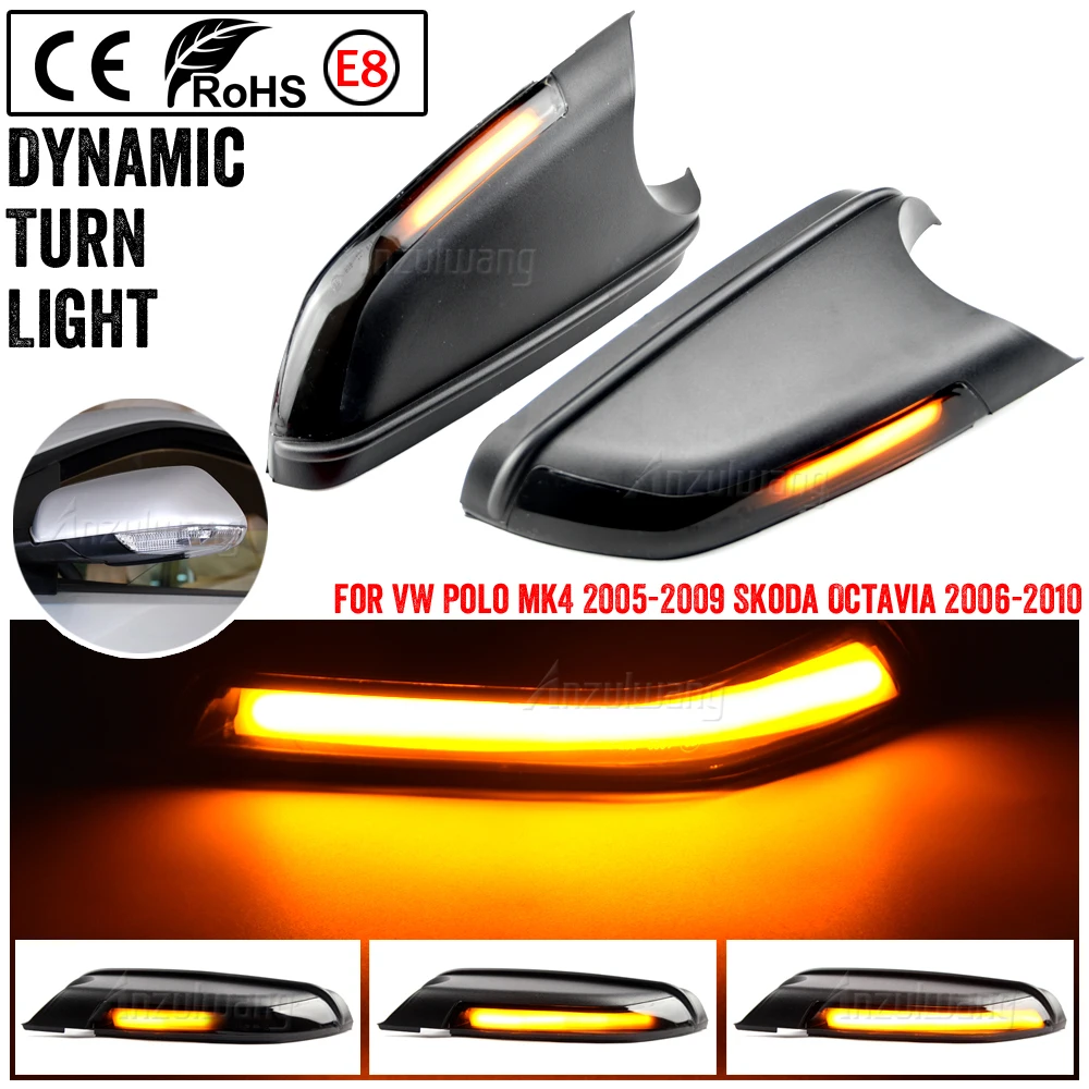 

LED Dynamic Rearview Turn Signal Mirror Indicator Blinker Light For VW Polo MK4 9N 2005-2009 For Skoda Octavia MK2 1Z 2004-2010