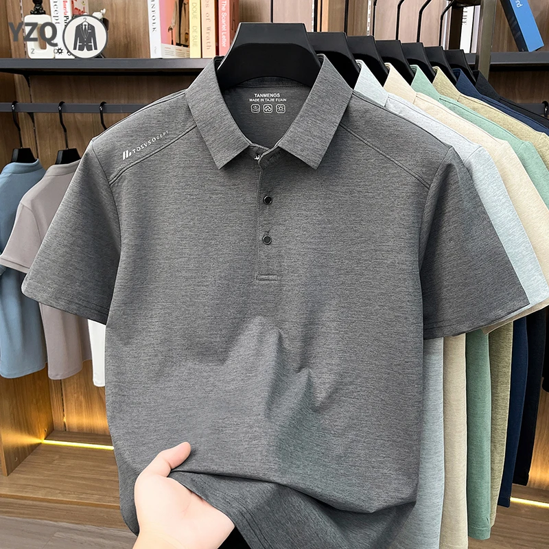 Polo da uomo basic con colletto e bottoni, comoda maglietta per l'uso quotidiano, uscite informali e viaggi nel fine settimana