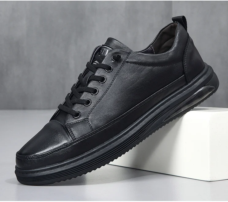 Chaussures en cuir pour hommes, chaussures plates noires, chaussures décontractées et polyvalentes en cuir de vachette de qualité supérieure, nouvelle collection automne_voghion.com